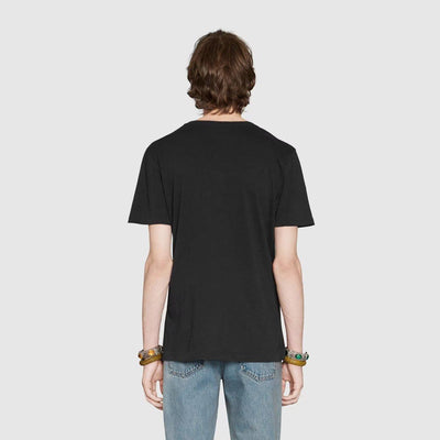 Oversize washed T-shirt with Gucci logo - Lux Studios