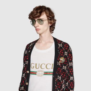 Oversize washed T-shirt with Gucci logo
