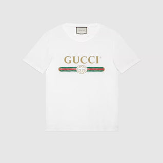 Oversize washed T-shirt with Gucci logo