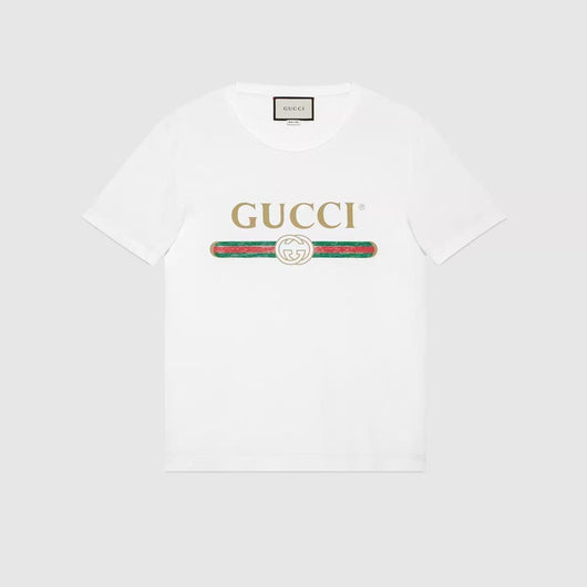 Oversize washed T-shirt with Gucci logo - Lux Studios
