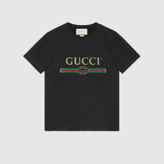 Oversize washed T-shirt with Gucci logo - Lux Studios