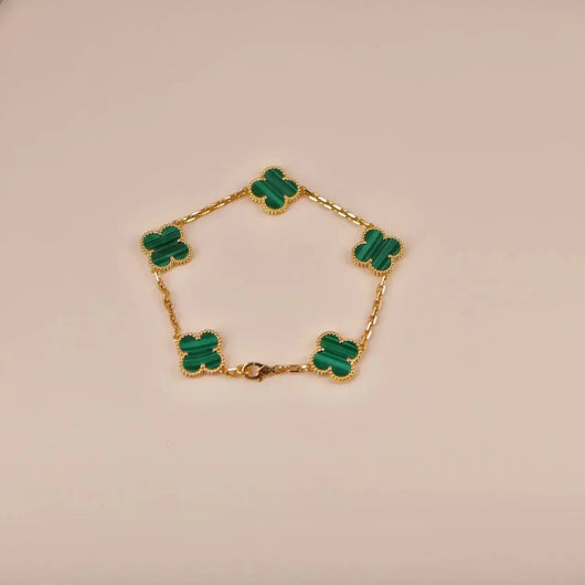 CLOVER 5 MOTIFS MALACHITE BRACELET