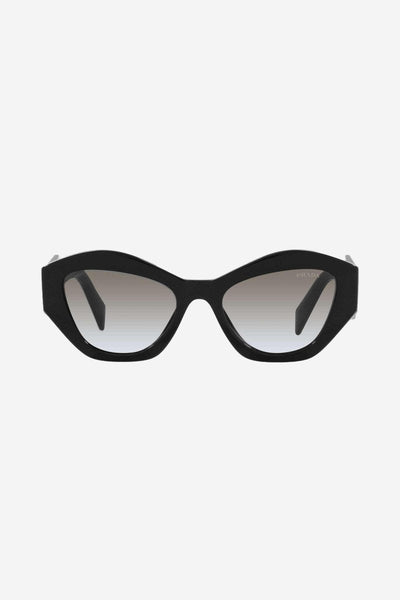 Prada oval black sunglasses featuring iconic logo - Lux Studios