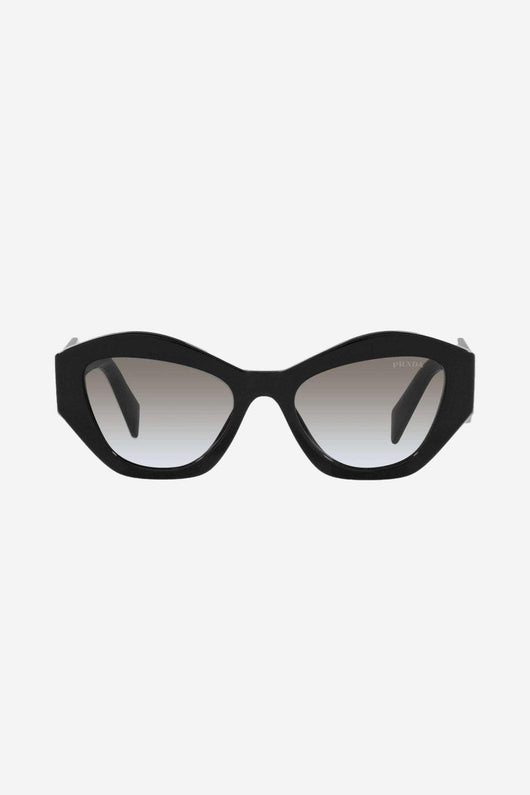Prada oval black sunglasses featuring iconic logo - Lux Studios