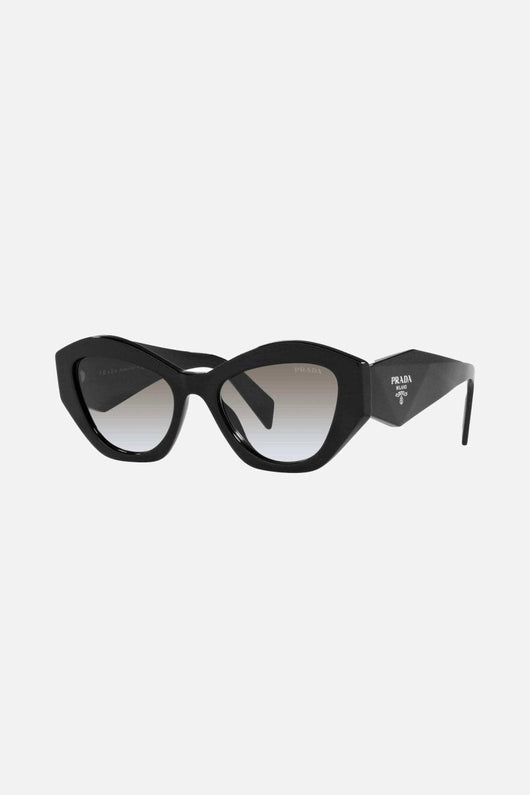 Prada oval black sunglasses featuring iconic logo - Lux Studios