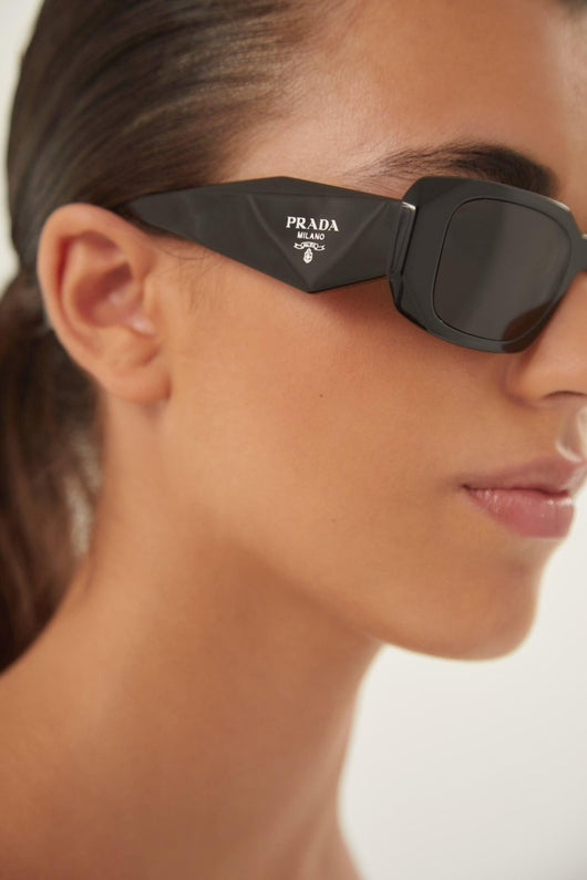 Prada PR17WS symbol black oval sunglasses - Lux Studios