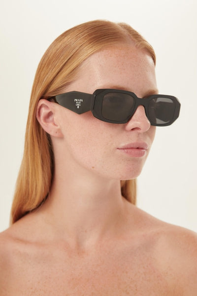 Prada PR17WS symbol black oval sunglasses - Lux Studios