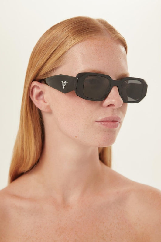 Prada PR17WS symbol black oval sunglasses - Lux Studios