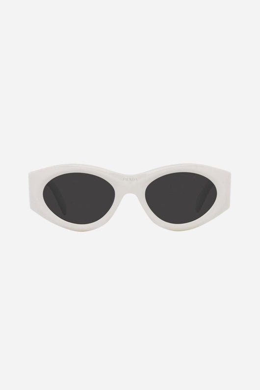Prada PR20ZS white bold oval sunglasses - Lux Studios