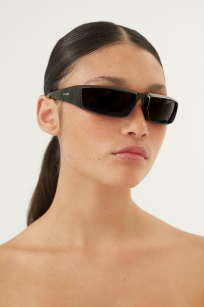 Prada runway wrap around black sunglasses - Lux Studios