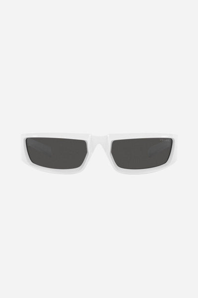 Prada runway wrap around white sunglasses - Lux Studios