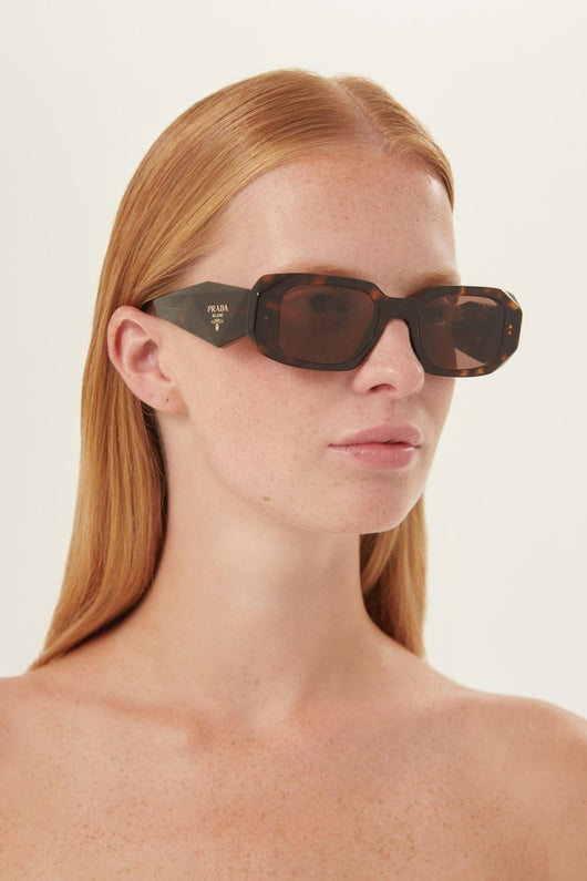 Prada symbol havana oval sunglasses - Lux Studios