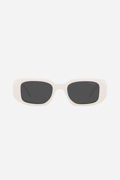 Prada symbol white oval sunglasses - Lux Studios