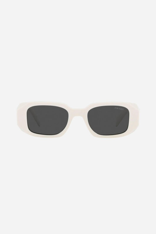 Prada symbol white oval sunglasses - Lux Studios