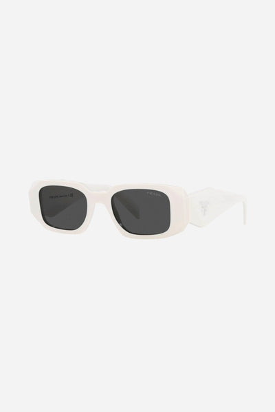 Prada symbol white oval sunglasses - Lux Studios