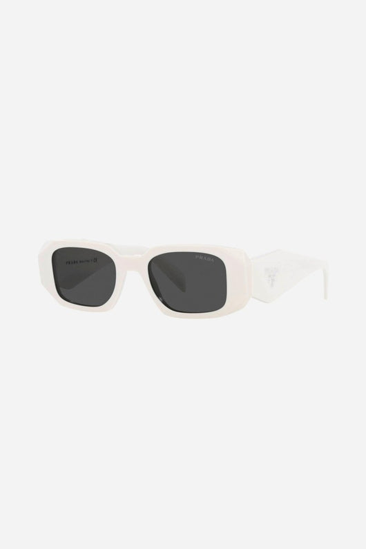 Prada symbol white oval sunglasses - Lux Studios