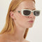 Prada white micro sunglasses with metal temple