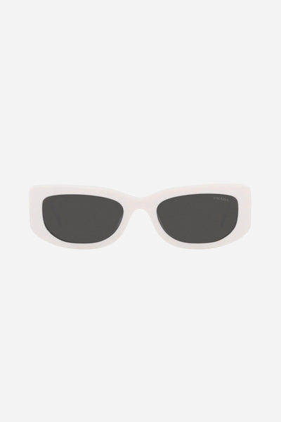 Prada white micro sunglasses with metal temple - Lux Studios
