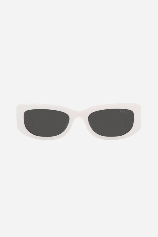 Prada white micro sunglasses with metal temple - Lux Studios