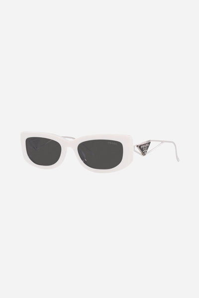 Prada white micro sunglasses with metal temple - Lux Studios