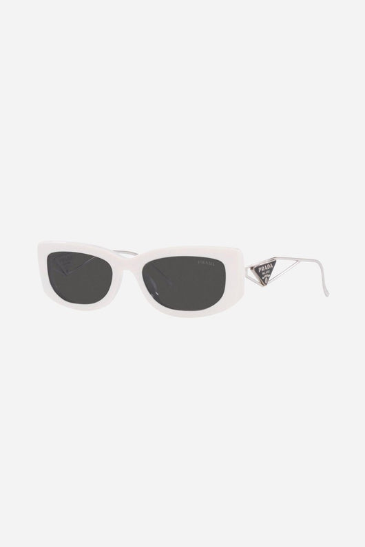 Prada white micro sunglasses with metal temple - Lux Studios