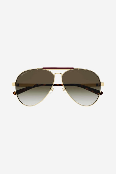 PRE ORDER Avail. 12th August -Gucci pilot brown sunglasses featuring double bridge - Lux Studios