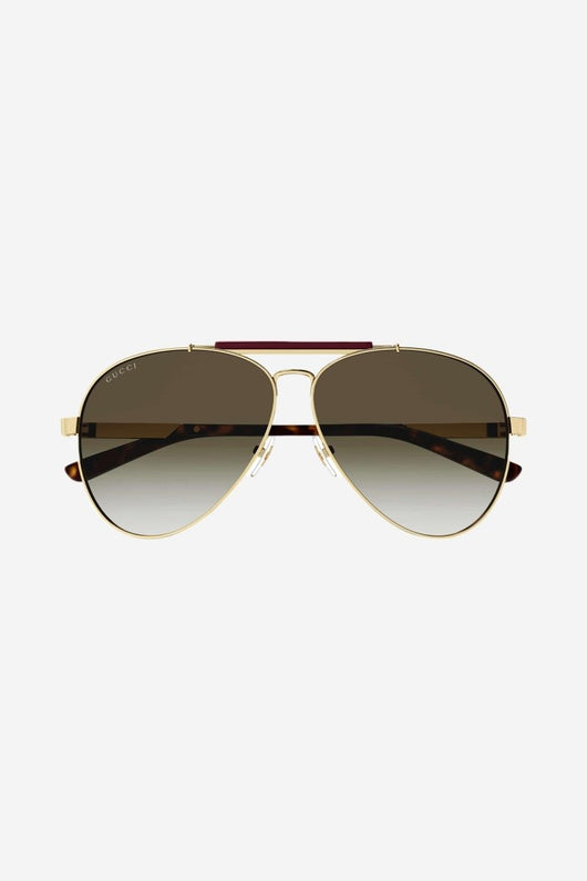PRE ORDER Avail. 12th August -Gucci pilot brown sunglasses featuring double bridge - Lux Studios