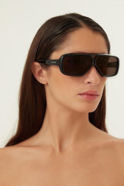 Saint Laurent acetate pilot black sunglasses - Lux Studios