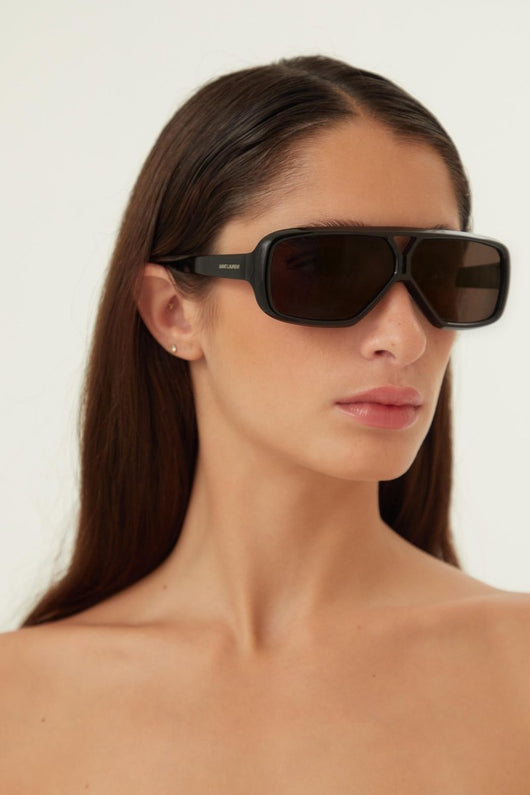 Saint Laurent acetate pilot black sunglasses - Lux Studios