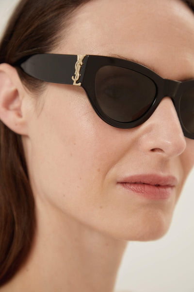Saint Laurent black almond shape featuring bold YSL logo - Lux Studios