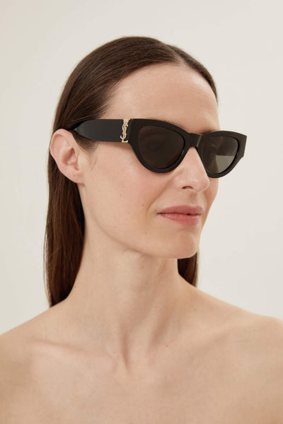 Saint Laurent black almond shape featuring bold YSL logo - Lux Studios