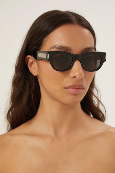 Saint Laurent bold oval black sunglasses - Lux Studios