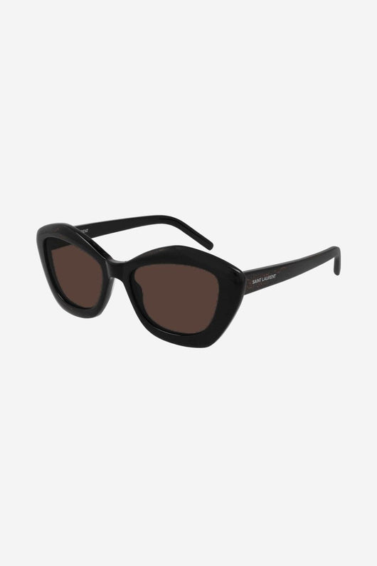 Saint Laurent geometric cat-eye black sunglasses - Lux Studios