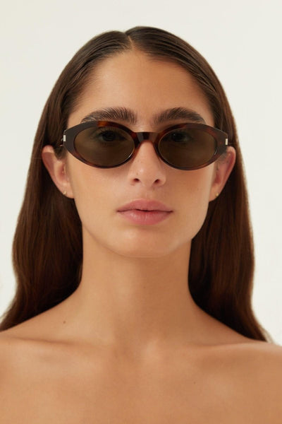 Saint Laurent oval micro havana sunglasses - Lux Studios