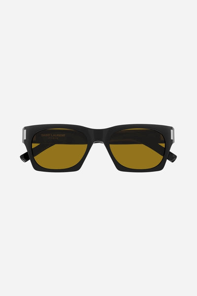 Saint Laurent rectangular sharp black and yellow sunglasses - Lux Studios