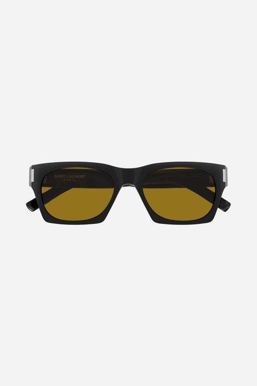 Saint Laurent rectangular sharp black and yellow sunglasses - Lux Studios