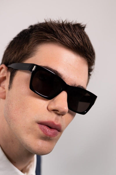 Saint Laurent rectangular sharp black sunglasses - Lux Studios