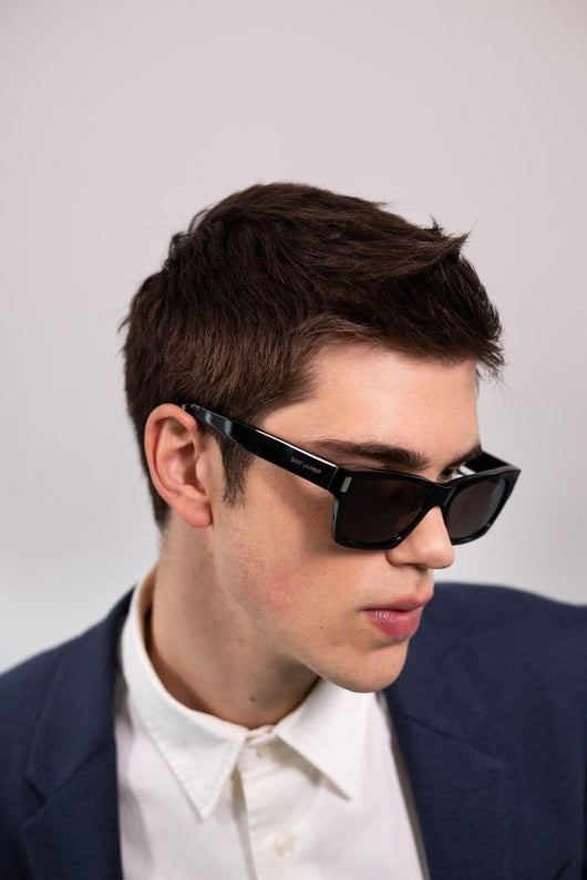 Saint Laurent rectangular sharp black sunglasses - Lux Studios