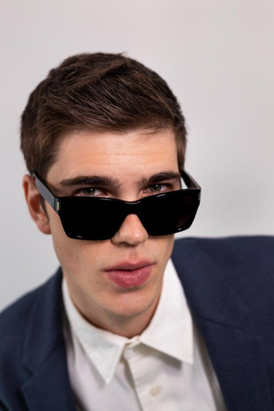 Saint Laurent rectangular sharp black sunglasses - Lux Studios