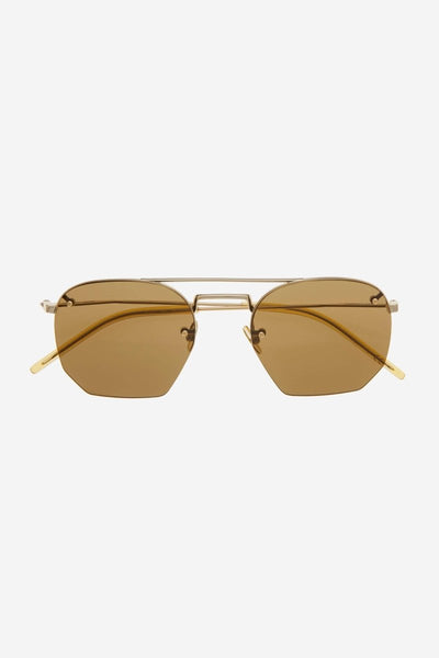 Saint Laurent rimless metal sytle gold brown sunglasses - Lux Studios
