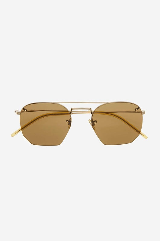 Saint Laurent rimless metal sytle gold brown sunglasses - Lux Studios
