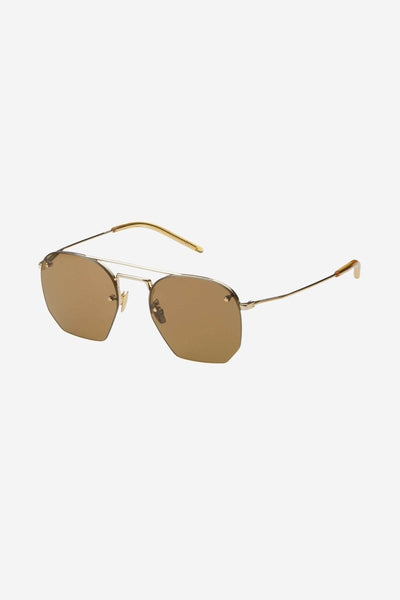 Saint Laurent rimless metal sytle gold brown sunglasses - Lux Studios