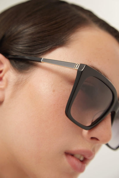 Saint Laurent squared cat eye black sunglasses - Lux Studios