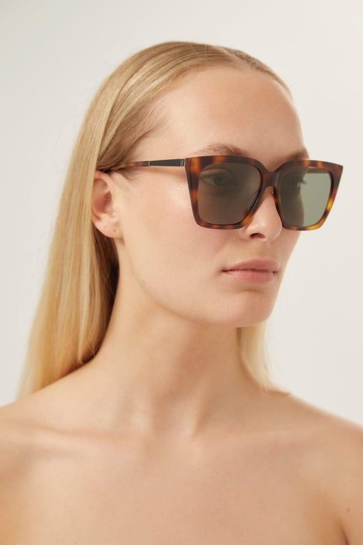 Saint Laurent squared cat eye havana sunglasses - Lux Studios
