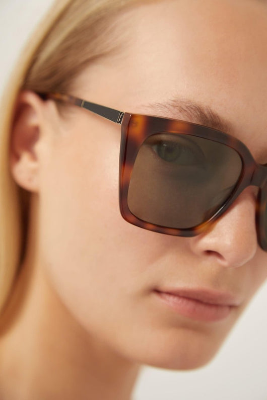 Saint Laurent squared cat eye havana sunglasses - Lux Studios