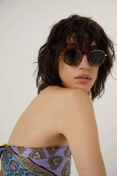 Saint Laurent UNISEX combined panthos gold havana sunglasses - Lux Studios