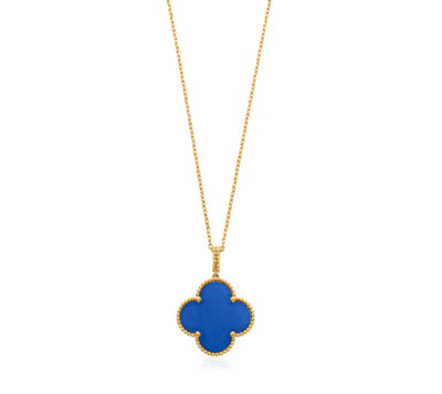 CLOVER LARGE 25MM BLUE AGATE NECKLACE