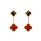 CLOVER  2 MOTIF  TIGER EYE CARNELIAN EARRINGS