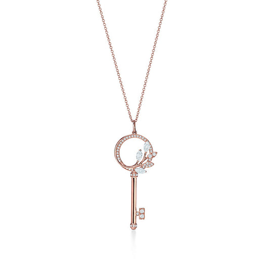 VICTORIA DIAMOND ROSE GOLD VINE CIRCLE KEY NECKLACE