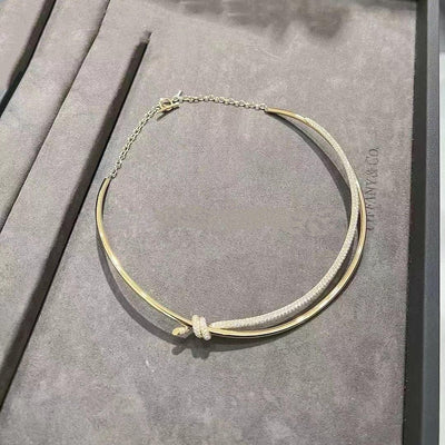 KNOT DOUBLE ROW NECKLACE IN YELLOW GOLD WITH DIAMONDS